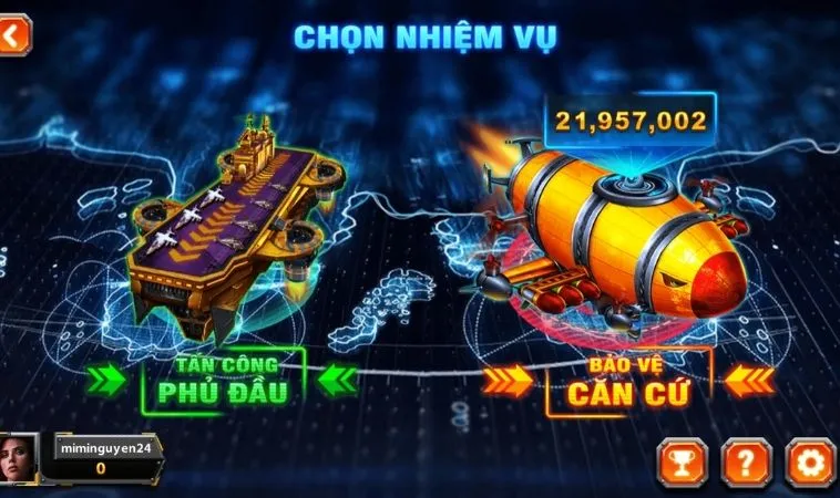 Hướng Dẫn Bắn Cá Đại Chiến B52 Tại 789P Chiến Thắng Khủng 2 Chọn nhiệm vụ trong game Bắn Cá Đại Chiến B52 Tại 789P